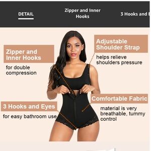 NWT never worn SHAPERX Medium compressing bodysuit zip-up black